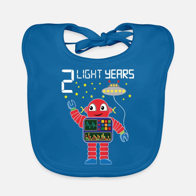 Robot congratulates 2 light years old two years Organic Baby Bibs