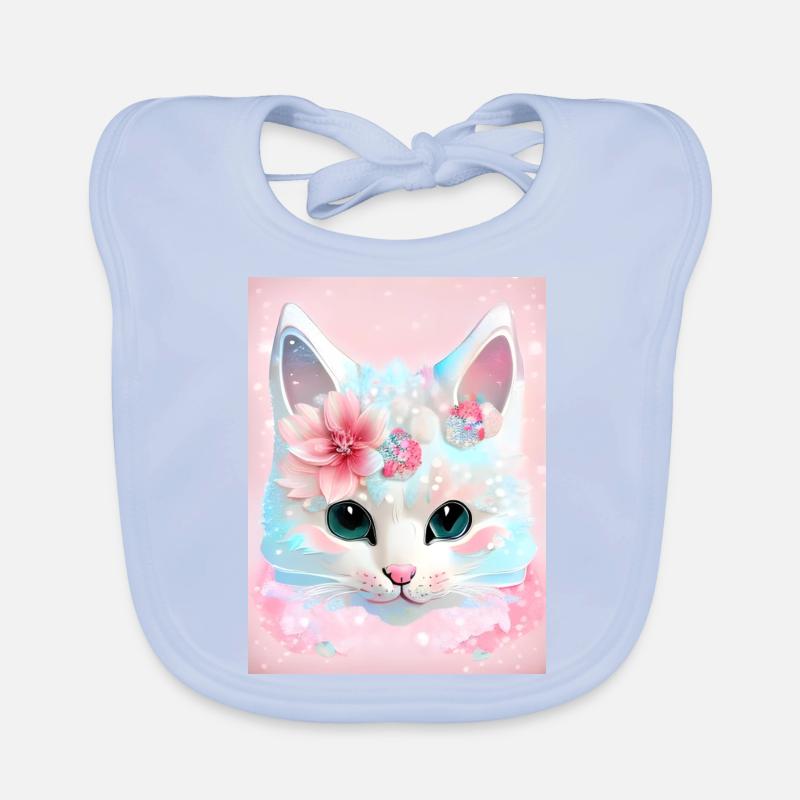 Chat blanc Bavoir bio Bébé