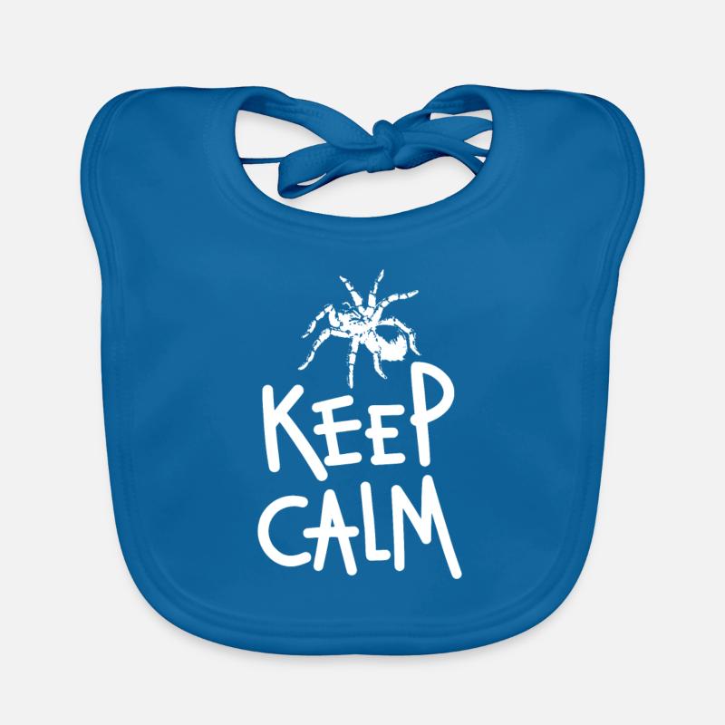 Keep Calm Tarantula Spider white horizontal desgin Organic Baby Bibs