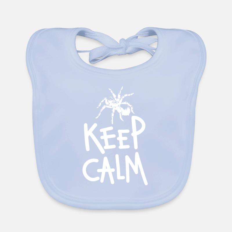 Keep Calm Tarantula Spider weißes horizontales Design Baby Bio-Lätzchen