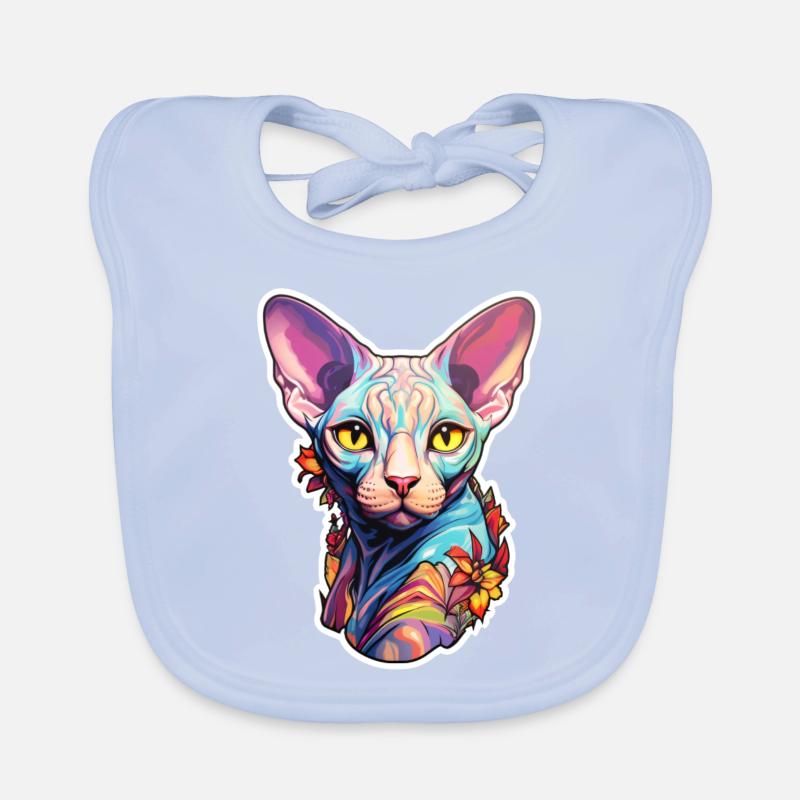 Sphynx Cat Head Organic Baby Bibs