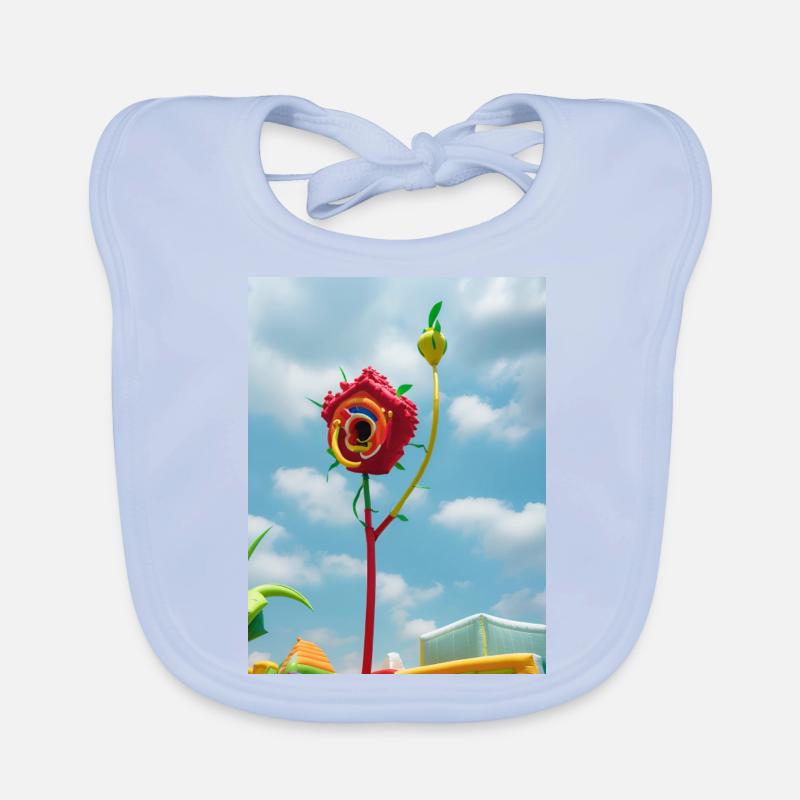 Rose 3D vibrante dans le Bavoir bio Bébé