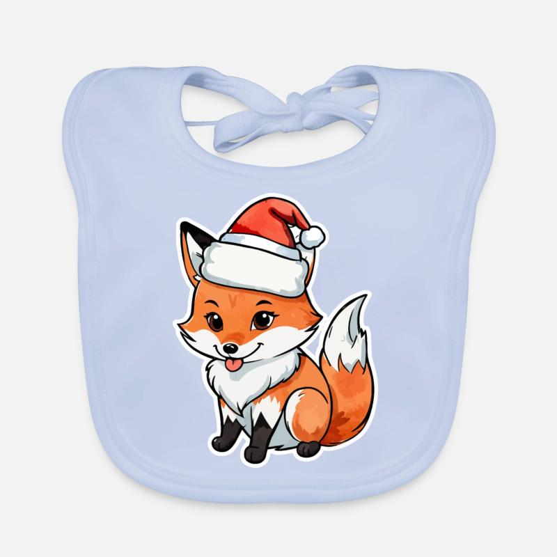 Fox Christmas Watercolors Organic Baby Bibs