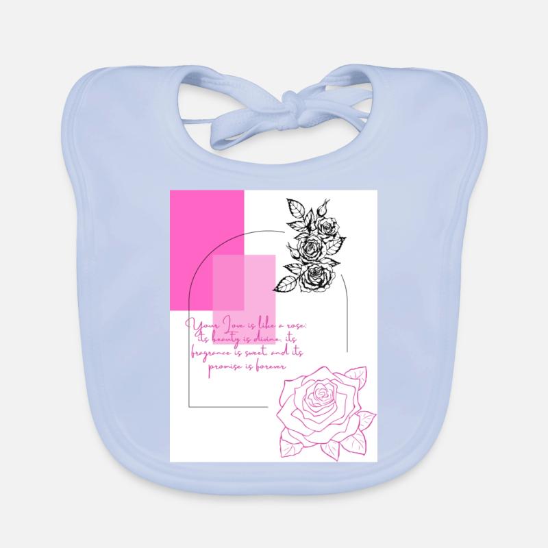 Geometric roses - Pink Organic Baby Bibs