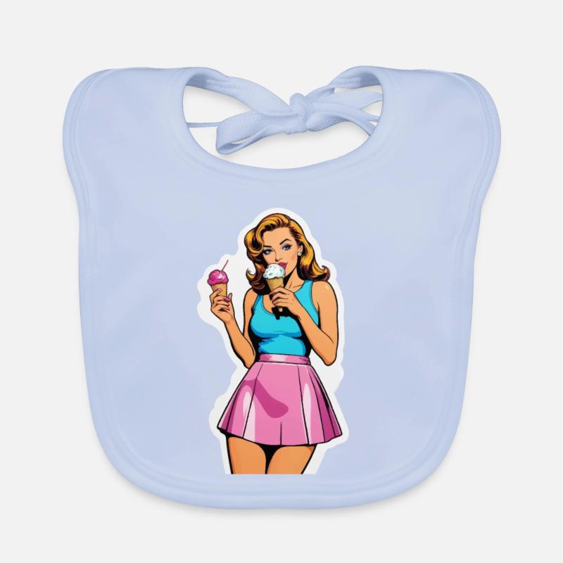 Retro Mädchen Eis essen Baby Bio-Lätzchen