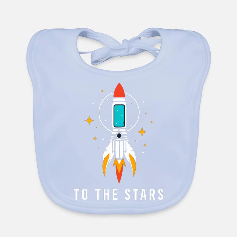 Rocket on a starry background Organic Baby Bibs