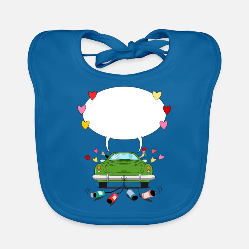 Voiture de mariage avec bulle de dialogue en vert Bavoir bio Bébé