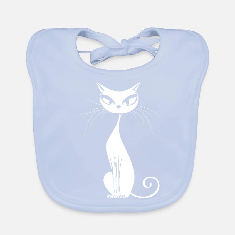Chat blanc élégant Bavoir bio Bébé