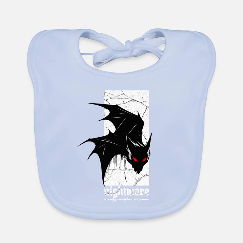 Nightmare Bat – Gothic Horror Vampire Creature Art Organic Baby Bibs