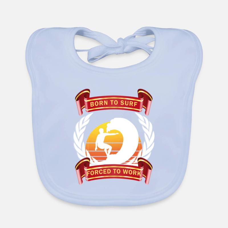 BORN TO SURF surfer surfing gift Organic Baby Bibs