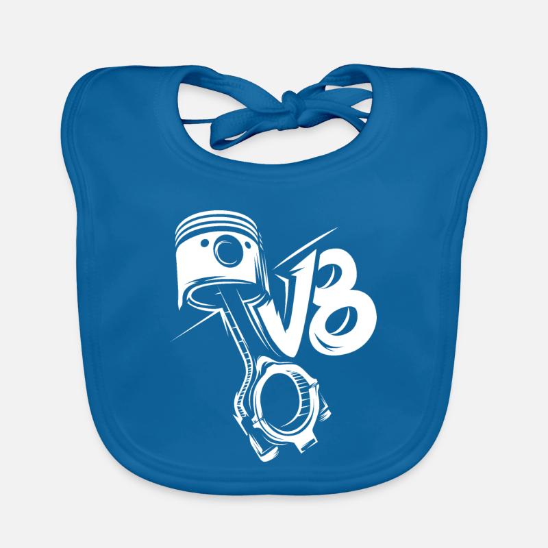 Piston V8 Graffiti Engine musclecars big block Logo Organic Baby Bibs