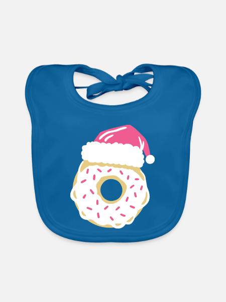 Donut Weihnachtsmütze - Baby Bio-Lätzchen - Pfauenblau