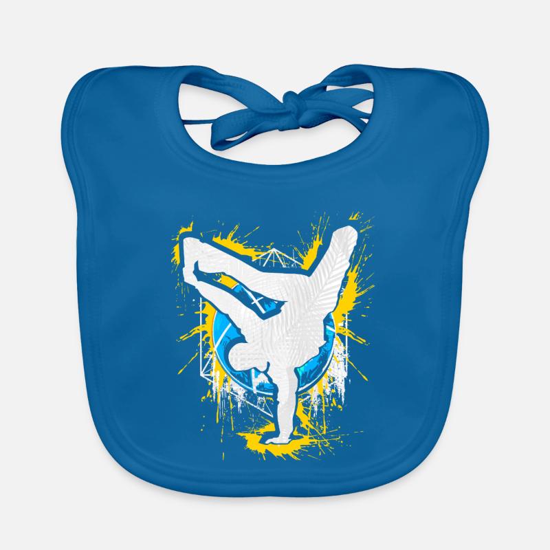 Breakdance Handstand Bboy - B-Boying Breakdancer - Bavoir bio Bébé - bleu paon