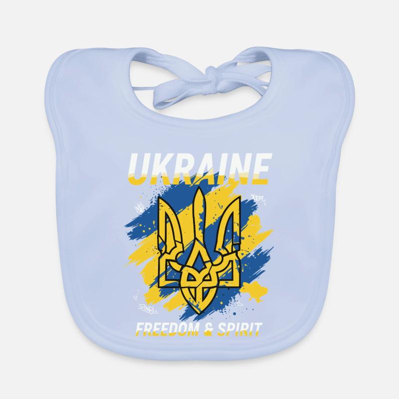 Ukraine Freedom Crest Art Organic Baby Bibs