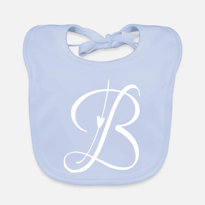 Lettre B Alphabet Initial Monogramme Poche Style Bavoir bio Bébé