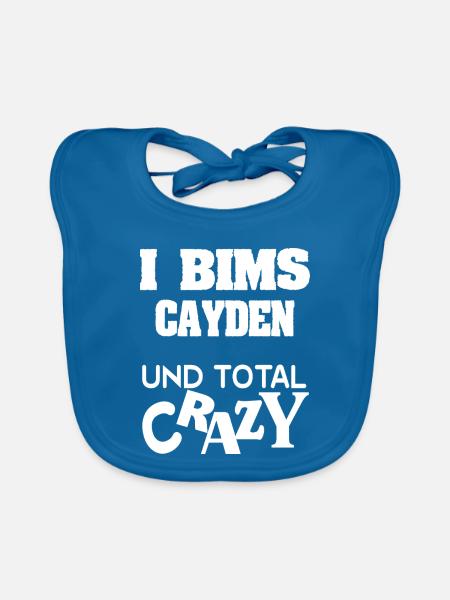 Cayden als Crazy - Baby Bio-Lätzchen - Pfauenblau