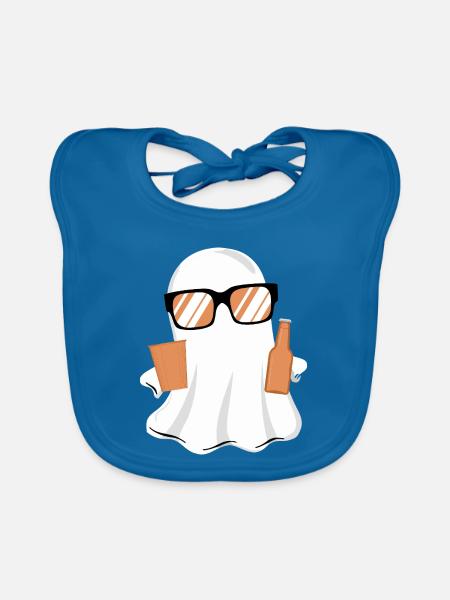 Halloween Buhs lustig - Baby Bio-Lätzchen - Pfauenblau