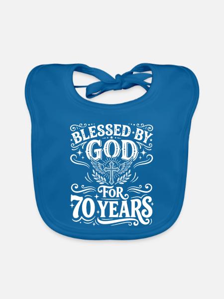 Von Gott gesegnet für 70 Jahre - Baby Bio-Lätzchen - Pfauenblau