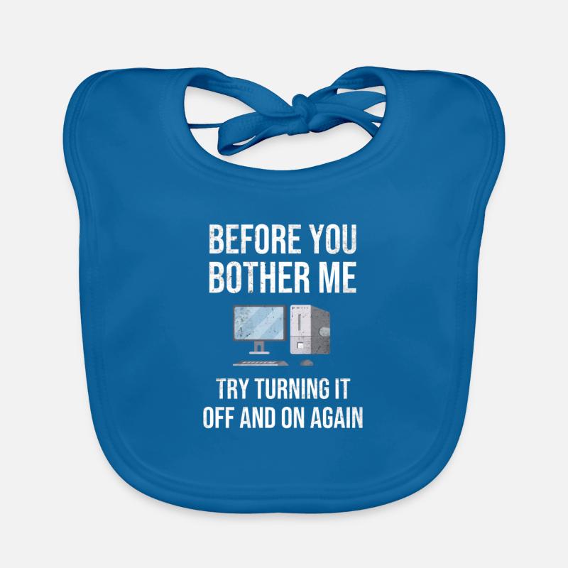 Gift IT Support IT Help Desk Dire drôle - Bavoir bio Bébé - bleu paon