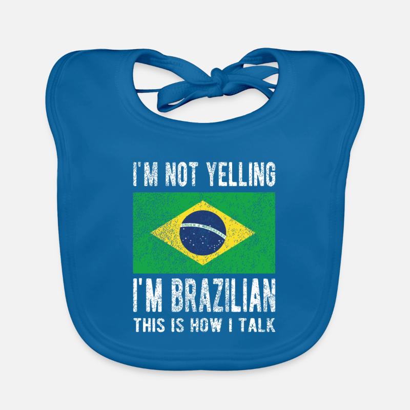 Brésil Brésil Drapeau brésilien - Bavoir bio Bébé - bleu paon