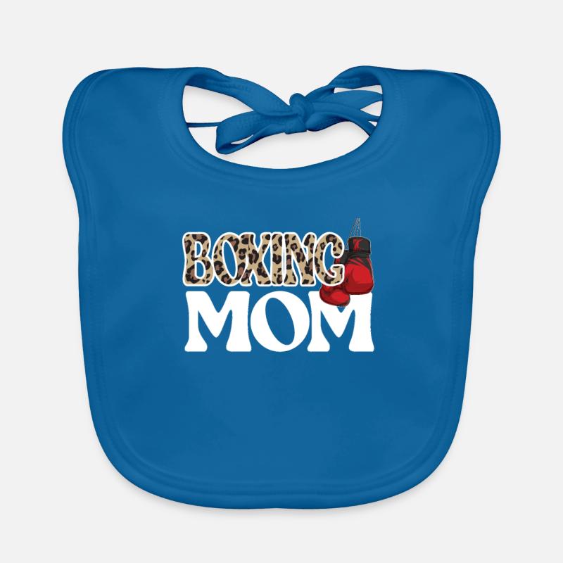 Cadeau de maman de boxe Maman de boxe fière de Boxer Mama - Bavoir bio Bébé - bleu paon