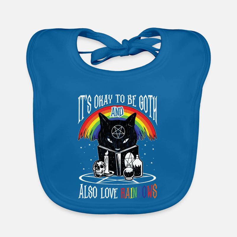 LGBT Goth Regenbogen Black Cat Pentagram Pentacle Baby Bio-Lätzchen
