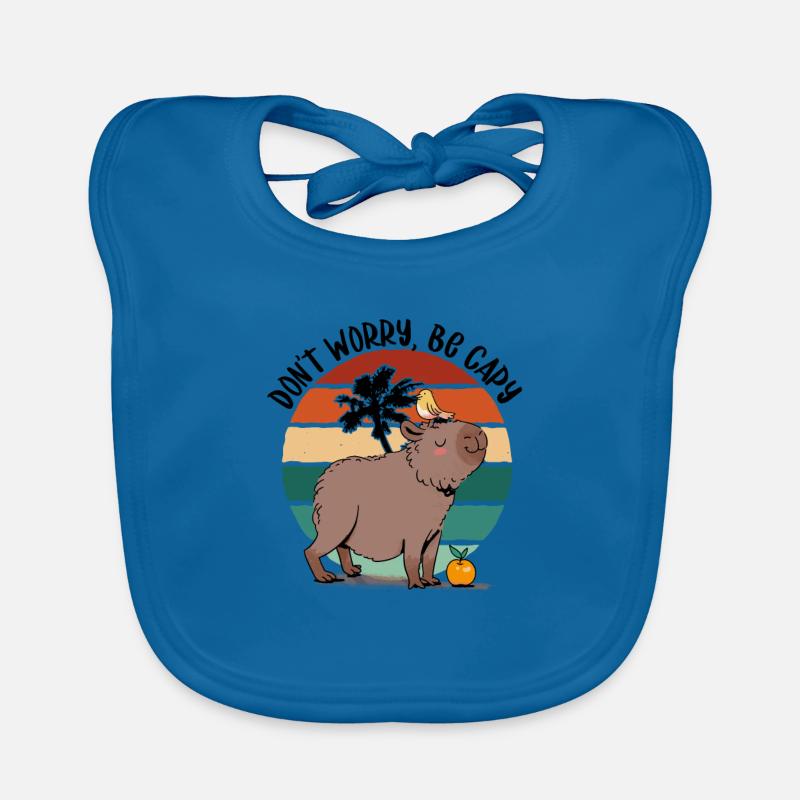 Mignon Ne t’inquiète pas, sois Cappy Capybara - Bavoir bio Bébé - bleu paon