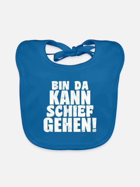 bin da kann schief gehen lustiger humor Spruch - Baby Bio-Lätzchen - Pfauenblau - Vorne