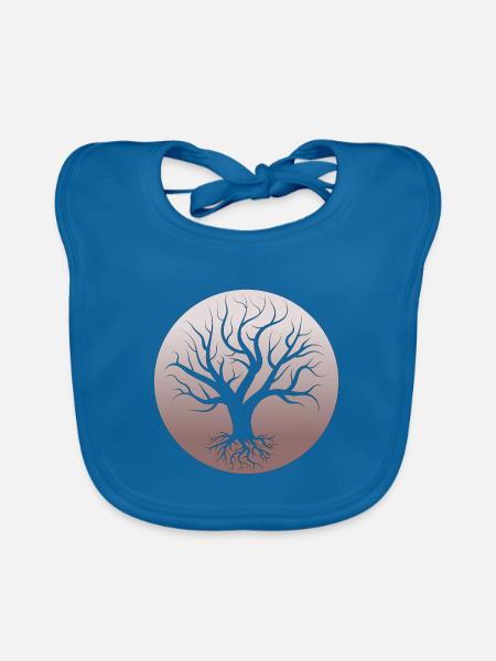 Tree of Life Wisdom Healing Knowledge Myth - Organic Baby Bibs - peacock-blue - Front