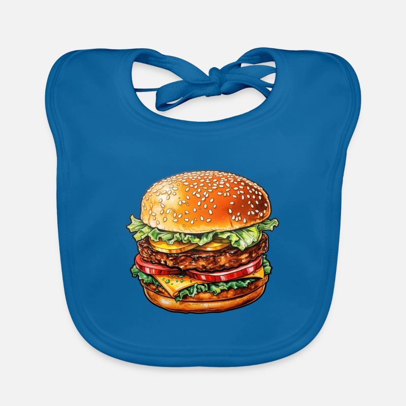 Burger - Bavoir bio Bébé - bleu paon