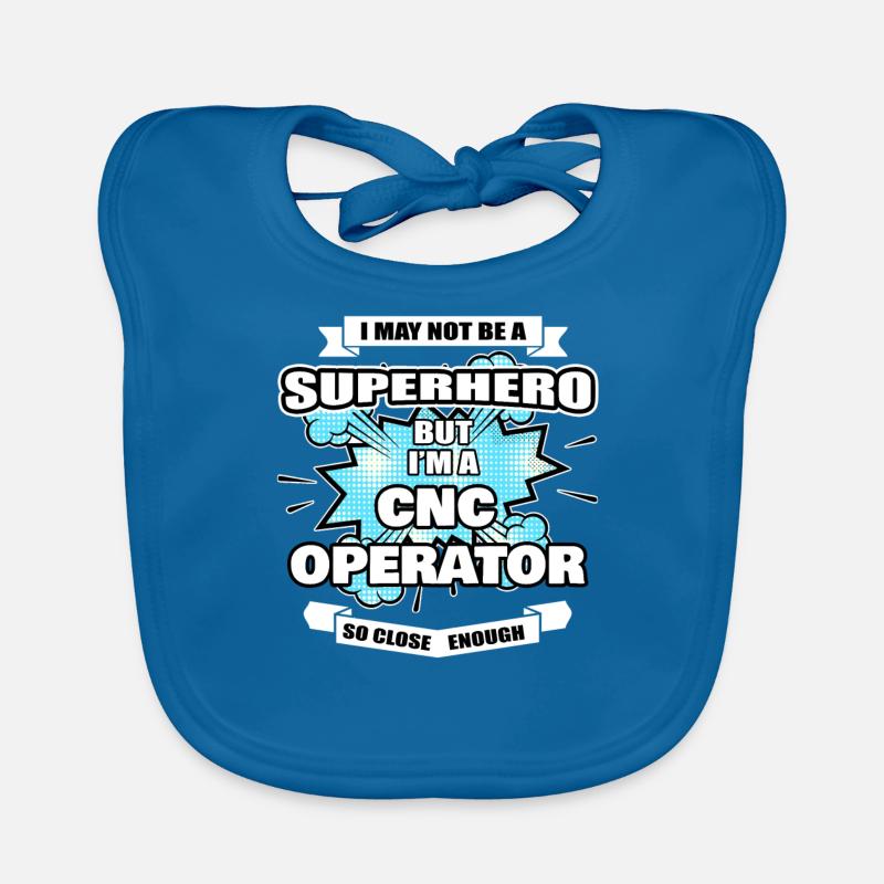 Opérateur CNC Gift Superhero CNC Operator - Bavoir bio Bébé - bleu paon