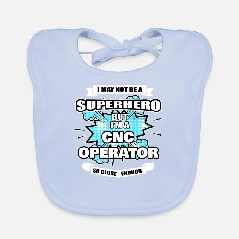 CNC Operator Gift Superhero CNC Operator Organic Baby Bibs