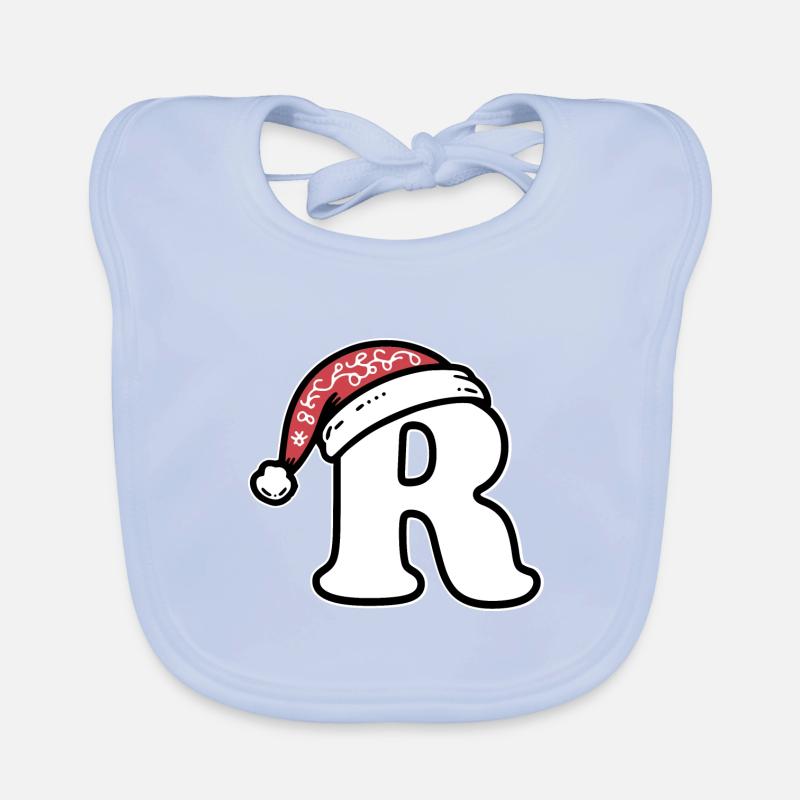 Letter R with Christmas Hat Organic Baby Bibs