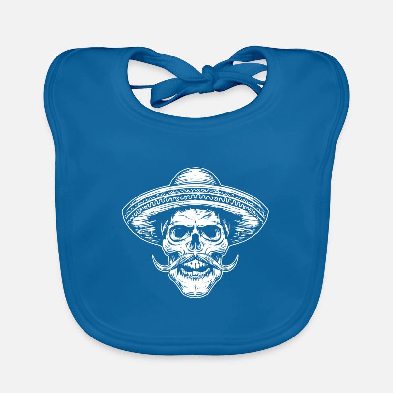Crâne Mexicain Mexique - Bavoir bio Bébé - bleu paon