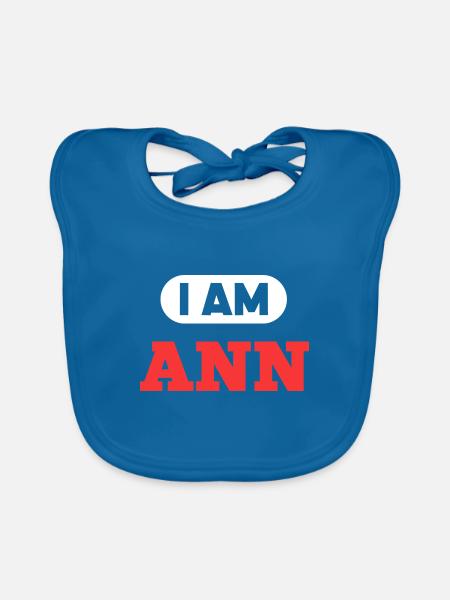Ann Name Saying für stolze Anns - Baby Bio-Lätzchen - Pfauenblau - Vorne