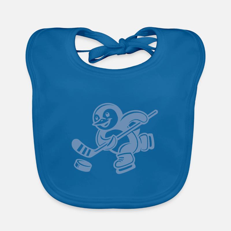 Süßer Pinguin Eishockeyspieler Silhouette Baby Bio-Lätzchen