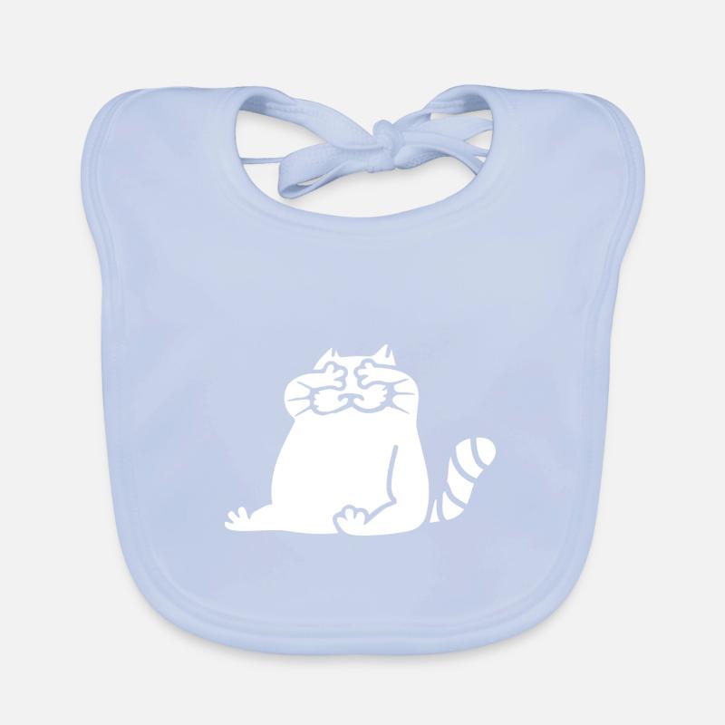 Silhouette chat blanc yeux fermés Bavoir bio Bébé