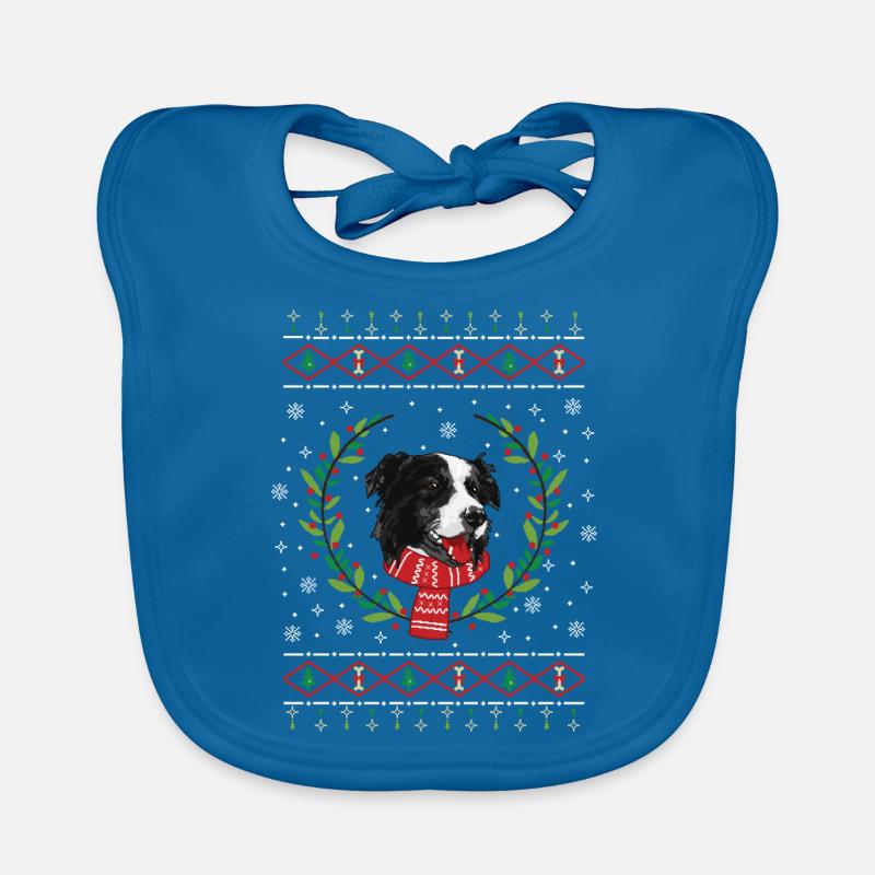 Border Collie hässlicher Weihnachtspullover Baby Bio-Lätzchen