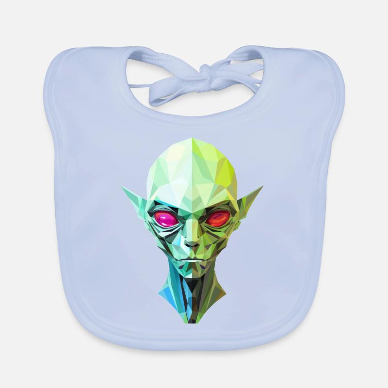 alien alien head potrait green red eyes Organic Baby Bibs
