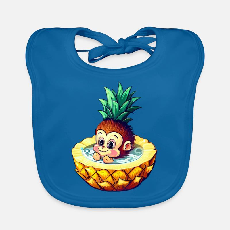 Singe et ananas: conception amusante du bain d’été Bavoir bio Bébé