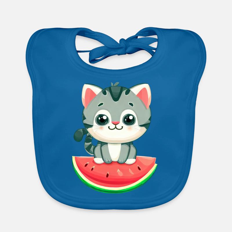 Chat mignon à la pastèque - Kawaii Design Bavoir bio Bébé