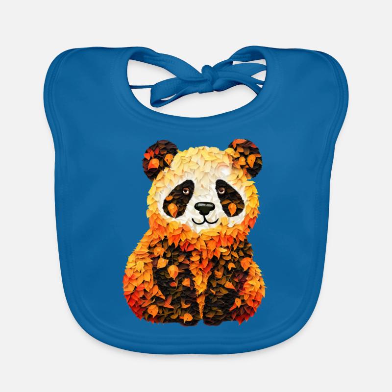 Panda mignon dans les feuilles d’automne Bavoir bio Bébé