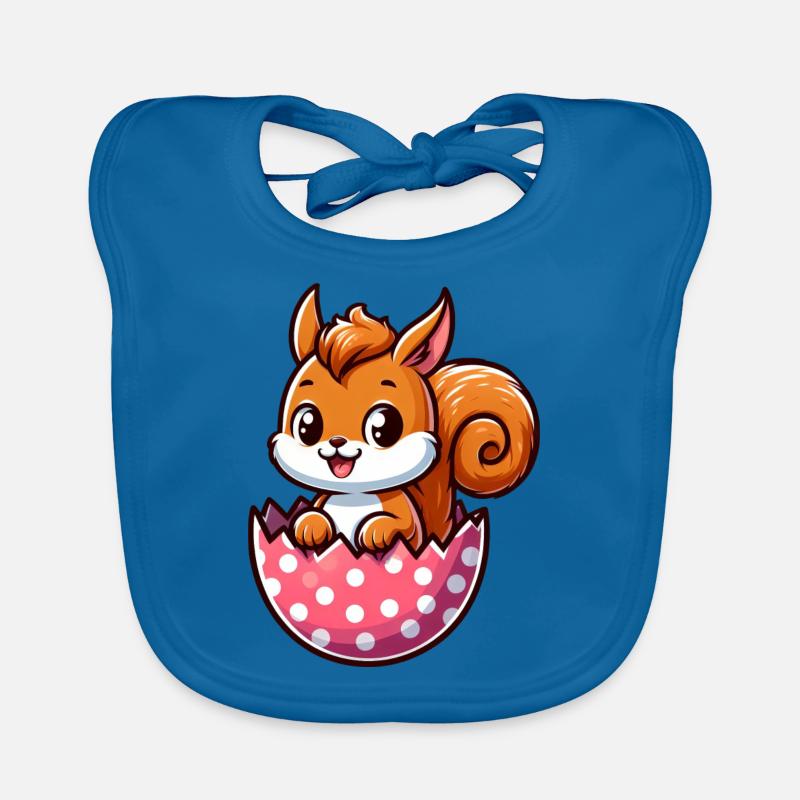 Süßes Eichhörnchen mit Osterei Comic Design Baby Bio-Lätzchen