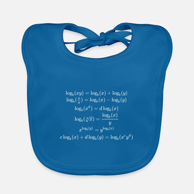 Math T-Shirt Design - Logarithm Equations - Organic Baby Bibs - peacock-blue