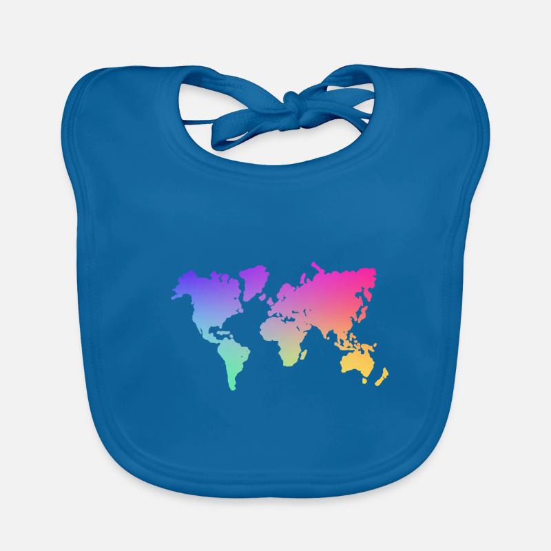 colored world map Organic Baby Bibs