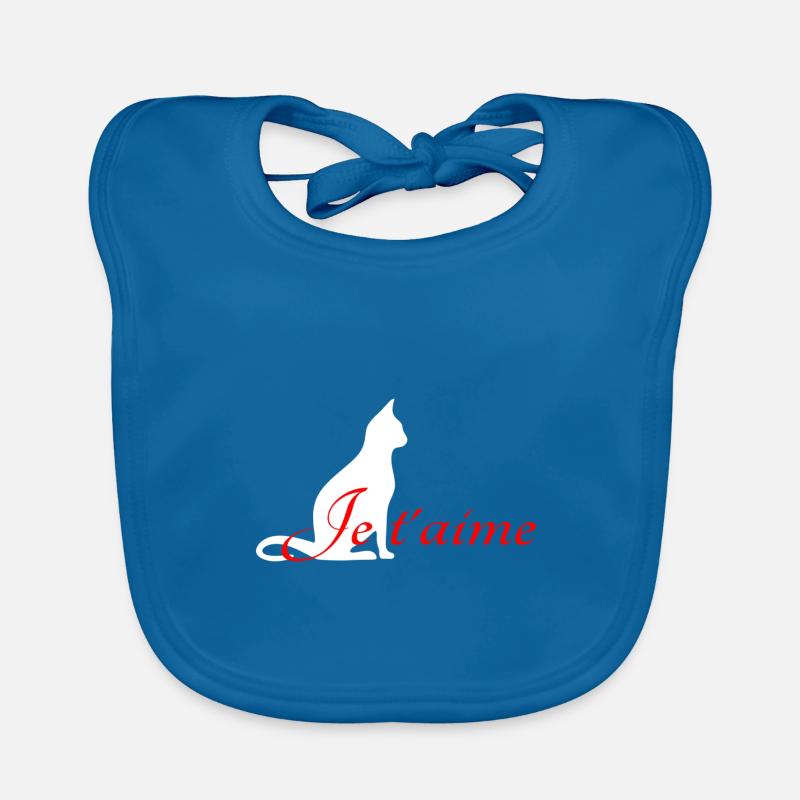 Je t'aime - Bavoir bio Bébé - bleu paon