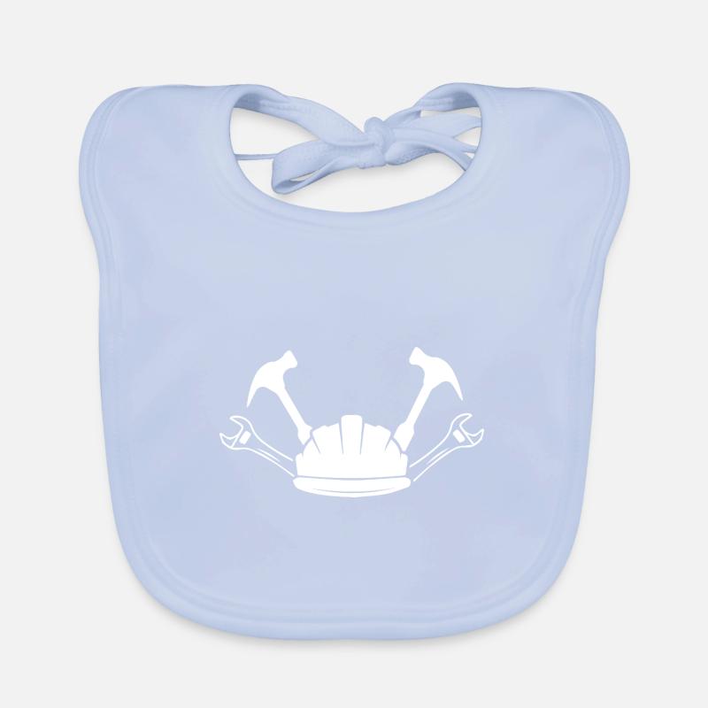 Construction Site Construction Worker Craft Helmet Silhouette Organic Baby Bibs