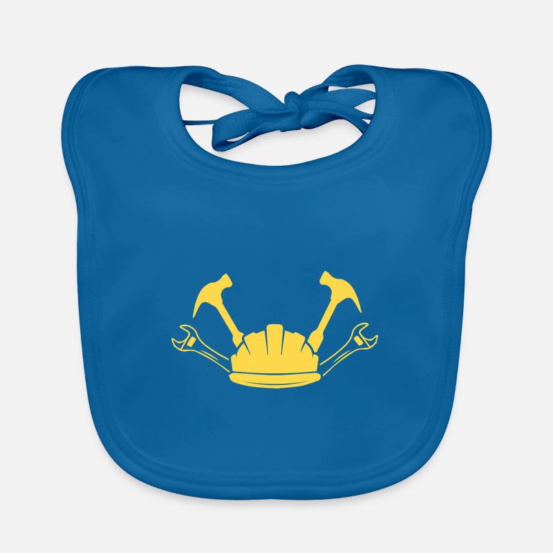 Construction Site Construction Worker Craft Helmet Silhouette Organic Baby Bibs
