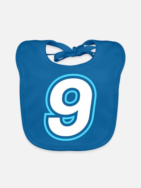 9 Zahl symbol - Baby Bio-Lätzchen - Pfauenblau