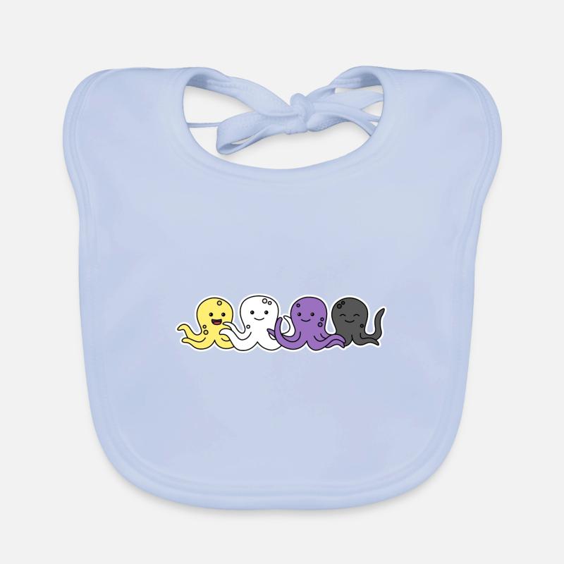 Nonbinary Flag Octopus Design for Proud Enbys Organic Baby Bibs